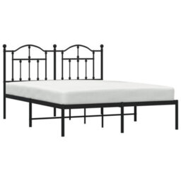 Berkfield Metal Bed Frame With Headboard Black 135X190 Cm - thumbnail 3