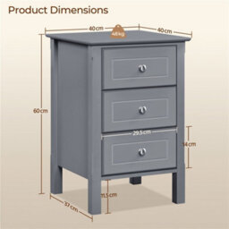 Yaheetech Grey 2-Piece 3-Drawer Wooden End Table Set With Metal Handles For Bedroom - thumbnail 4