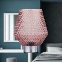 First Choice Lighting Porter - Battery Operated Chrome Lamp With Pink Textured Glass - thumbnail 5