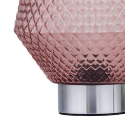 First Choice Lighting Porter - Battery Operated Chrome Lamp With Pink Textured Glass - thumbnail 4