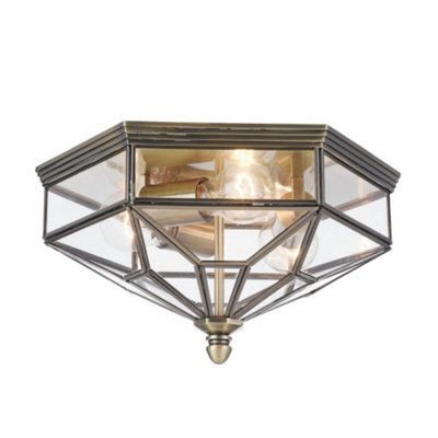 Luminosa Lighting Luminosa Zeil Flush Ceiling Lamp Bronze, 3 Light Ip43, E27 - image 1