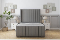 "Sloomy Melbourne Pewter Dumfries Bed Frame With Mattress  With 50"" Upholstered Wingback Headboard 3' Single" - thumbnail 1