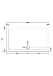 Hudson Reed Rectangular Acrylic Capped Abs Pu Shower Tray White Slip Resistant Contemporary Lifetime 1400X800X40mm - thumbnail 3
