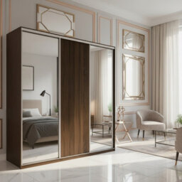 Grande 277 Ii Modern Sliding Door Wardrobe Oak Sonoma Chocolate Wardrobe With Two Full Length Mirrors - thumbnail 1