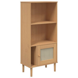 Berkfield Modern Bookcase Senja Rattan Look Brown 60X35X130 Cm Solid Wood Pine