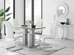 Furniturebox Uk Imperia 4 Modern Grey High Gloss Dining Table And 4 White Murano Chairs Set - thumbnail 1
