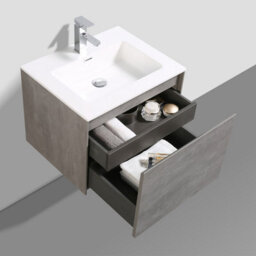 Plum&clay Rigel Concrete Wall Hung Bathroom Vanity Unit With White Basin (W)600mm (H)450mm - thumbnail 5