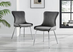 Furniturebox Imperia White High Gloss 6 Seater Dining Table With Structural 2 Plinth Column Legs 6 Dark Grey Velvet Silver Leg Nora Chairs - thumbnail 3