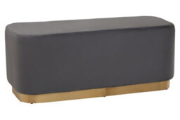 Premier Housewares Interiors By Premier Grey Rectangle Stool With Gold Base, Velvet Upholstered Makeup Stool, Pouffe Footstool With Modern Link - thumbnail 2