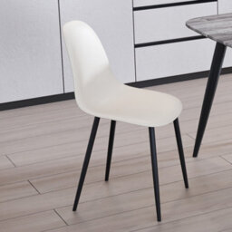 Core Products Aspen Pair Of Calico Cream Curve Dining Chairs - Plastic Seat With Black Metal Legs - thumbnail 5