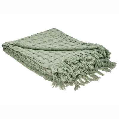 Beliani Bedspread Bere Cotton 220 X 240 Cm Green - image 1