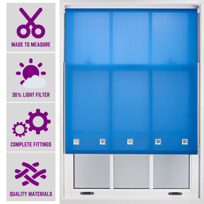 Blue Daylight Roller Blind With Chrome Square Eyelets Free Cut Service By Furnished - (W)210Cm X (L)210Cm - image 1