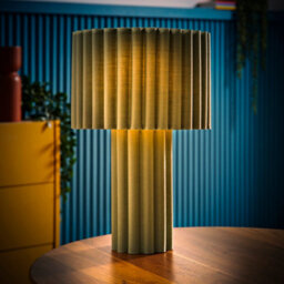 Valuelights Lenny Moss Green Drum Lamp Shade Colour Drench Ribbed Full Fabric Table Lamp - thumbnail 4