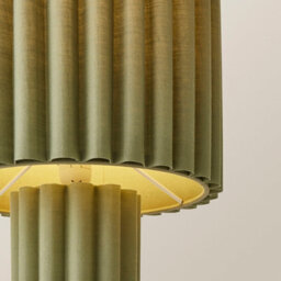 Valuelights Lenny Moss Green Drum Lamp Shade Colour Drench Ribbed Full Fabric Table Lamp - thumbnail 3