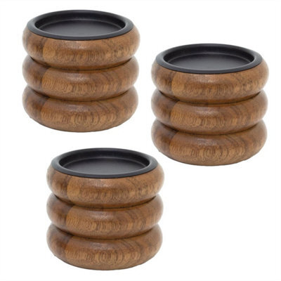 Set Of Walnut Pillar Candle Holders  Wooden Candlesticks For Pillar Candles 8Cm Pack Of 3 - image 1