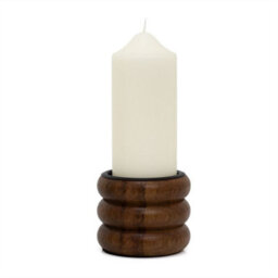 Set Of Walnut Pillar Candle Holders  Wooden Candlesticks For Pillar Candles 8Cm Pack Of 3 - thumbnail 4