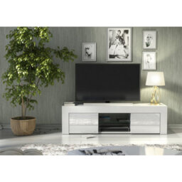 Creative Furniture Loom Tv Unit 130Cm - White With Gloss Doors - thumbnail 2