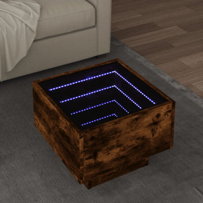 Berkfield Side Table With Led Smoked Oak 40X40X30 Cm Engineered Wood - image 1