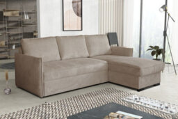Megan Corner Sofa Bed In Living Room Polyurethane Foam Wave Spring Wooden Frame Has Storage 220X90X160Cm Beige - thumbnail 1