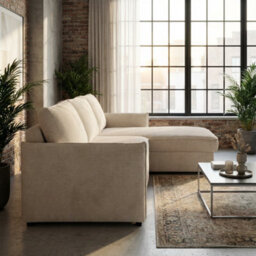 Megan Corner Sofa Bed In Living Room Polyurethane Foam Wave Spring Wooden Frame Has Storage 220X90X160Cm Beige - thumbnail 2