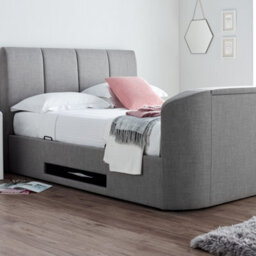 Copenhagen Upholstered Ottomanstorage Mid Grey Tv Bed - King Size 5Ft Bed Frame Only - thumbnail 3