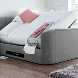 Copenhagen Upholstered Ottomanstorage Mid Grey Tv Bed - King Size 5Ft Bed Frame Only - thumbnail 4