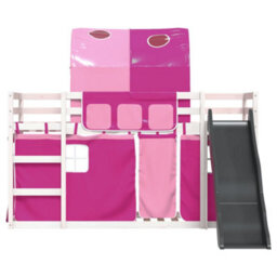 Berkfield Bunk Bed Without Mattress With Slide And Curtains Pink 90X190 Cm Single - thumbnail 7