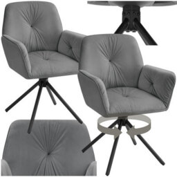 Tectake Set Of 2 Swivel Chair Lenia In Upholstered Velvet Look With Thick Padding  - Velvet Look Anthracite/black