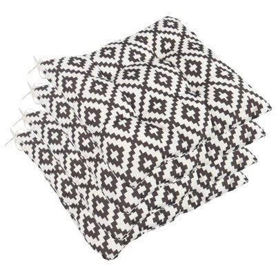 OHS Seat Pads 4 Garden Chairs Cover Ties Geo Outdoor Cushions - image 1