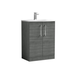 Balterley  Modern Bathroom 2 Soft Close Door Floor Standing Vanity & Basin, Anthracite, 600mm - thumbnail 1