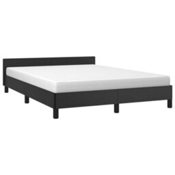 Berkfield Bed Frame With Headboard Black 135X190Cm 4Ft6 Double Faux Leather - thumbnail 3