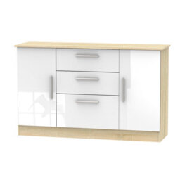 Trent 2 Door 3 Drawer Sideboard In White & Bardolino Oak (Ready Assembled) - thumbnail 1