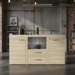 Rumba Modern Sideboard 157 Cm With 2 Drawers Stylish And Durable Storage For Living Or Dining Rooms Oak Sonoma - thumbnail 1