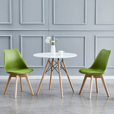 MCC Direct Set Of 2 Dining Chairs With Solid Wooden Legs And Seat Cushion Pad Green - Eva By Mcc - image 1