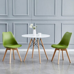 MCC Direct Set Of 2 Dining Chairs With Solid Wooden Legs And Seat Cushion Pad Green - Eva By Mcc