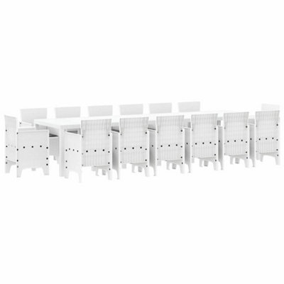 Berkfield Modern Garden Dining Set 15 Pcs White Polt Rattan - image 1