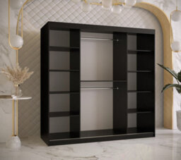 Arte Ramiro I Contemporary 2 Sliding Door Wardrobe 9 Shelves 2 Rails Black Matt (H)2000mm (W)1800mm (D)620mm - thumbnail 3