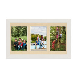 AK Frames 40X20Cm White Modern Multi Photo Frame With Ivory Mount - Holds 3 Apertures (3X) 6X4 Photos - thumbnail 1