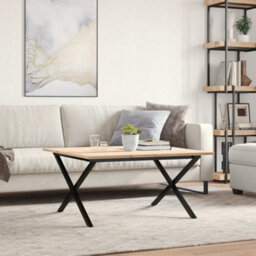 Berkfield Coffee Table X-Frame 80X80X45 Cm Solid Wood Pine And Steel - thumbnail 3