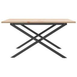 Berkfield Coffee Table X-Frame 80X80X45 Cm Solid Wood Pine And Steel - thumbnail 5