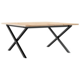 Berkfield Coffee Table X-Frame 80X80X45 Cm Solid Wood Pine And Steel - thumbnail 6