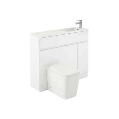 Plum&clay Delaware Gloss White Bathroom Vanity Basin & Wc Unit Combination (W)1000mm - image 1