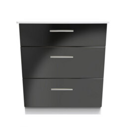 Harrow 3 Drawer Deep Chest In Black Gloss & White (Ready Assembled)