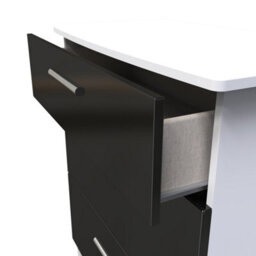 Harrow 3 Drawer Deep Chest In Black Gloss & White (Ready Assembled) - thumbnail 5