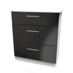 Harrow 3 Drawer Deep Chest In Black Gloss & White (Ready Assembled) - thumbnail 3