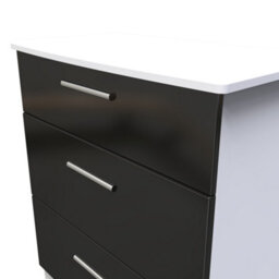 Harrow 3 Drawer Deep Chest In Black Gloss & White (Ready Assembled) - thumbnail 4