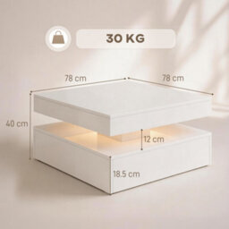 Homcom Led Coffee Table With Storage, Modern Centre Table, High Gloss White - thumbnail 3