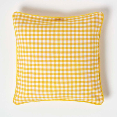 Homescapes Cotton Gingham Check Yellow Cushion Cover, 45 X 45 Cm - image 1