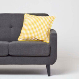 Homescapes Cotton Gingham Check Yellow Cushion Cover, 45 X 45 Cm - thumbnail 2