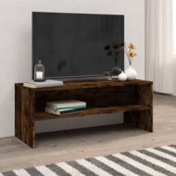 Berkfield Tv Cabinet Smoked Oak 100X40X40 Cm Engineered Wood - thumbnail 1